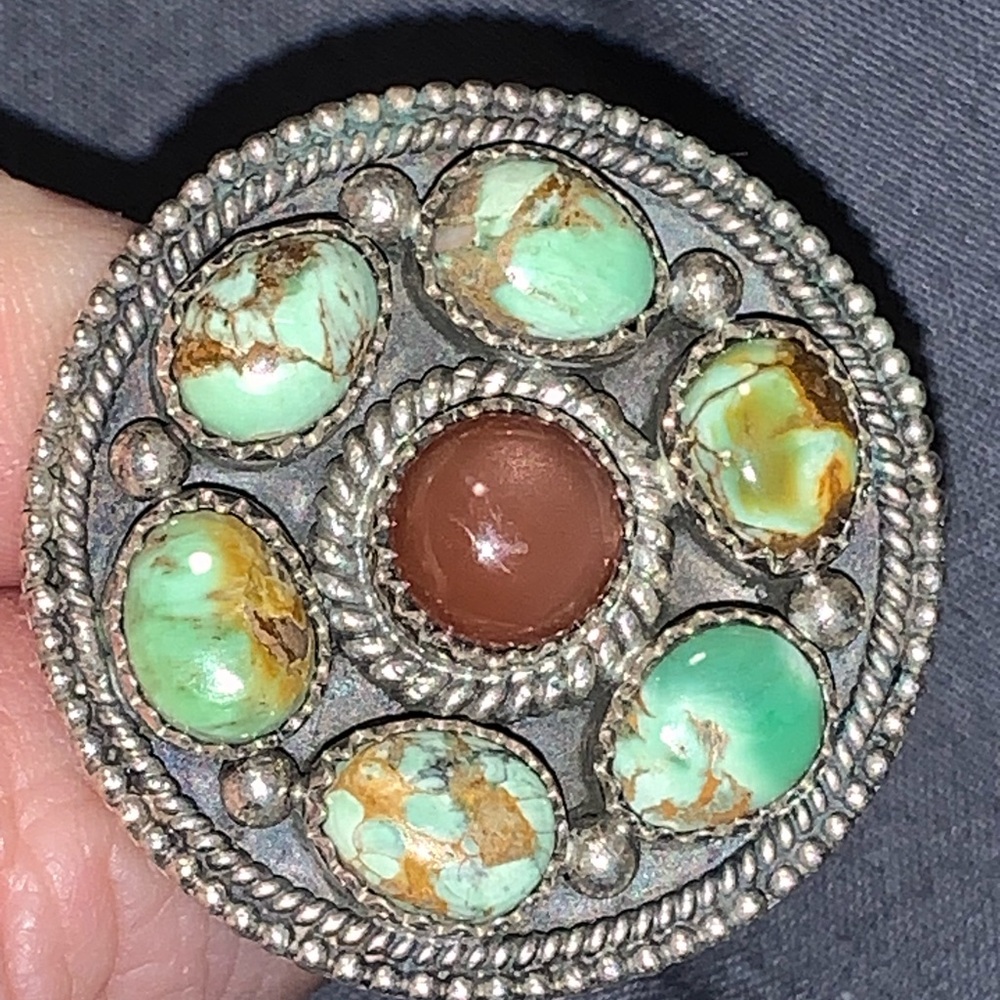 Variscite & Sunstone Statement Ring - image 1